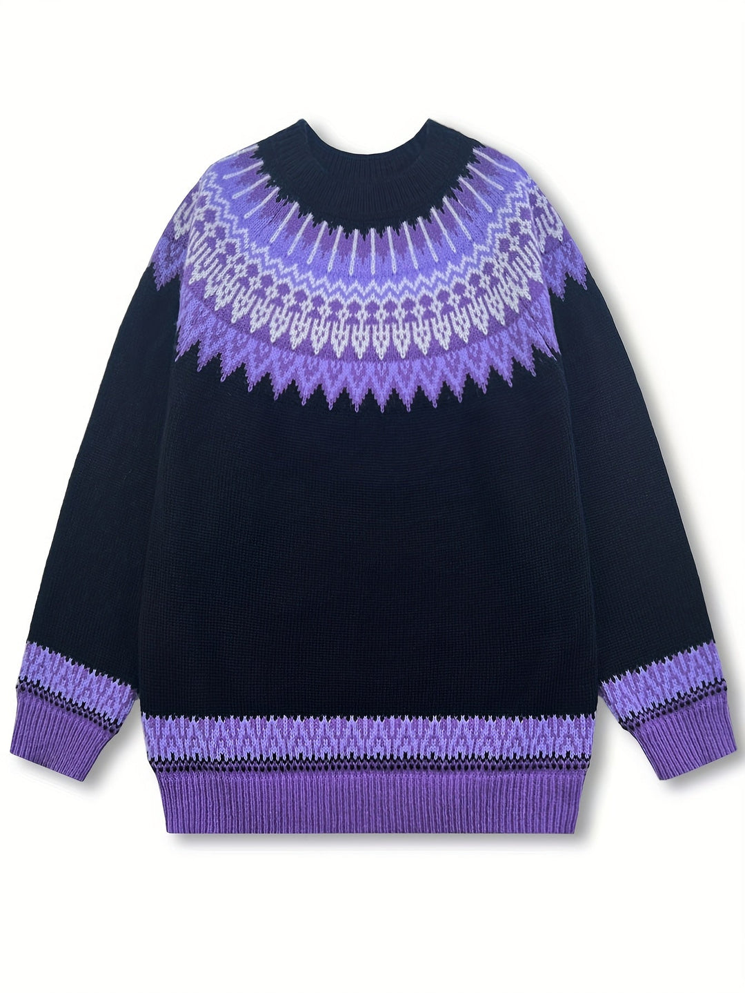 Chunky Jacquard Round Neck Sweater