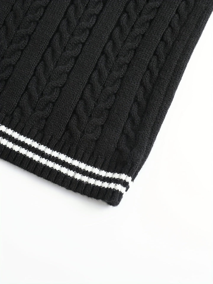 Cable-Knit V-Neck Sweater Vest