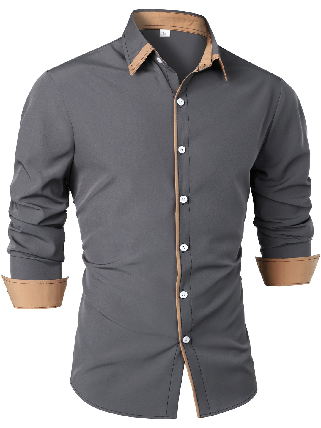 Contrast-Trim Long Sleeve Shirt