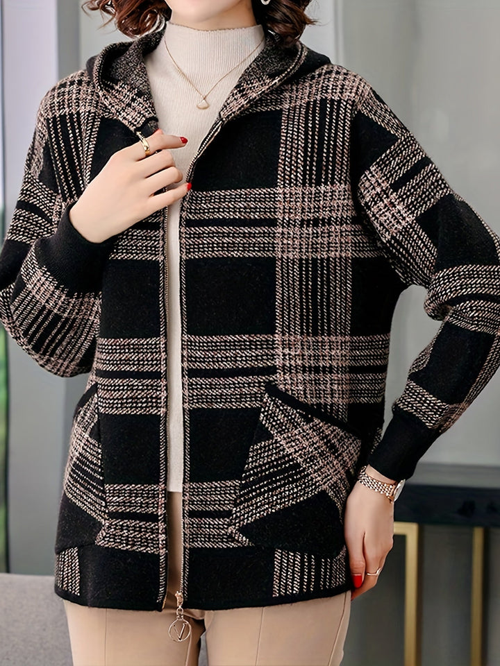 Hooded Checked Zip Jacket