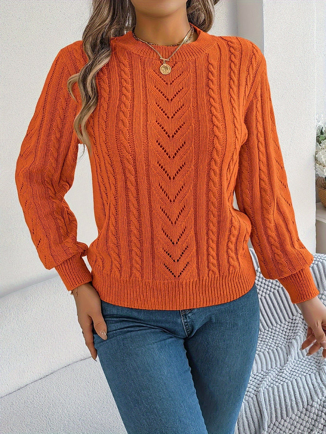 Cable-Knit Textured Sweater