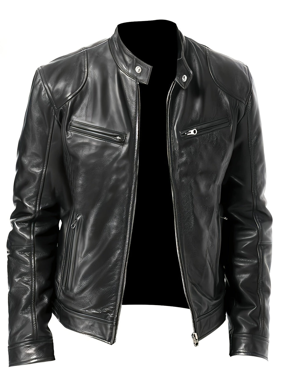Stand-Collar Moto Jacket