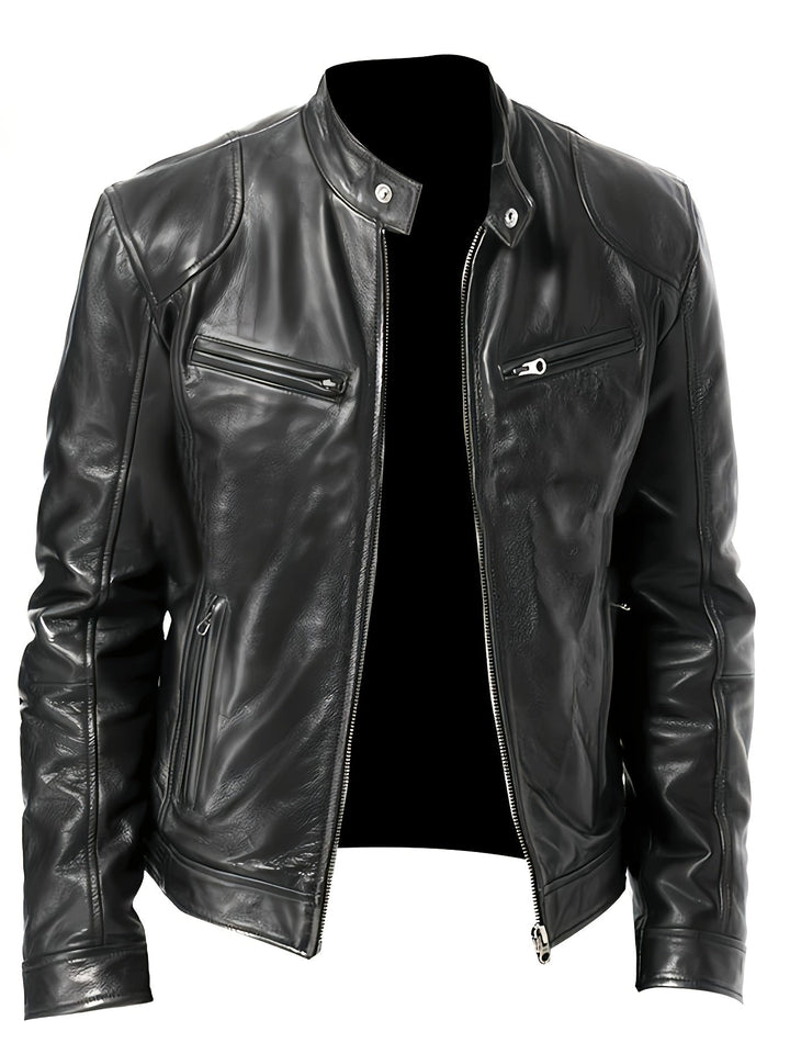 Stand-Collar Moto Jacket