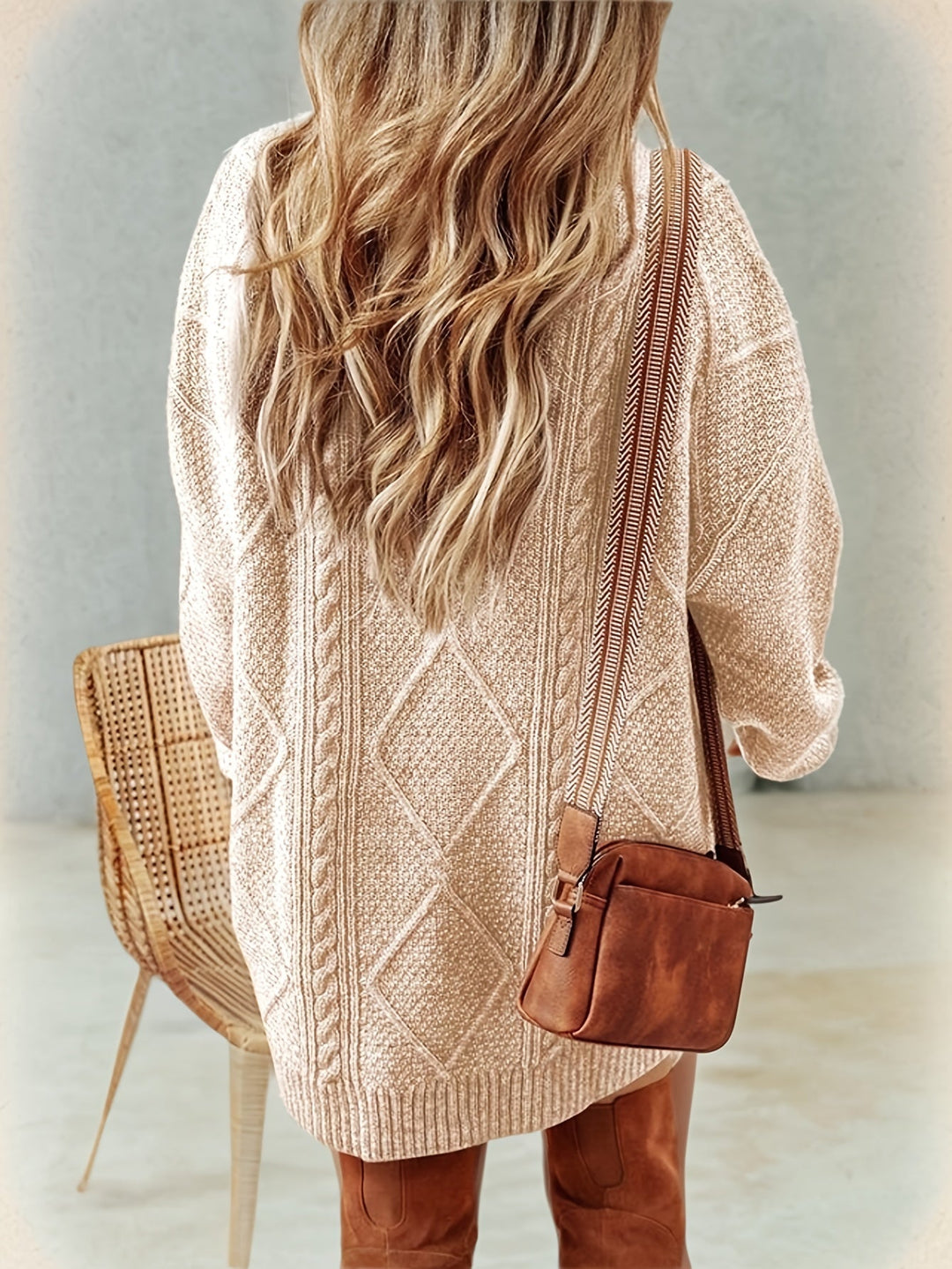 Cable-Textured Sweater Dress