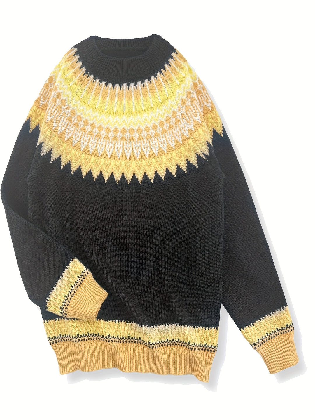 Chunky Jacquard Round Neck Sweater