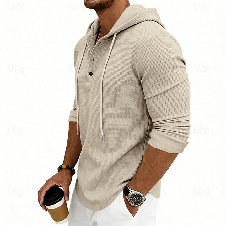 Relaxed Hooded Henley Shirt