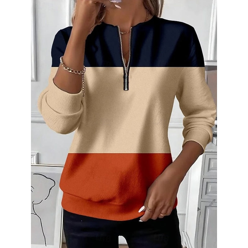 Half-Zip Color Block Sweatshirt