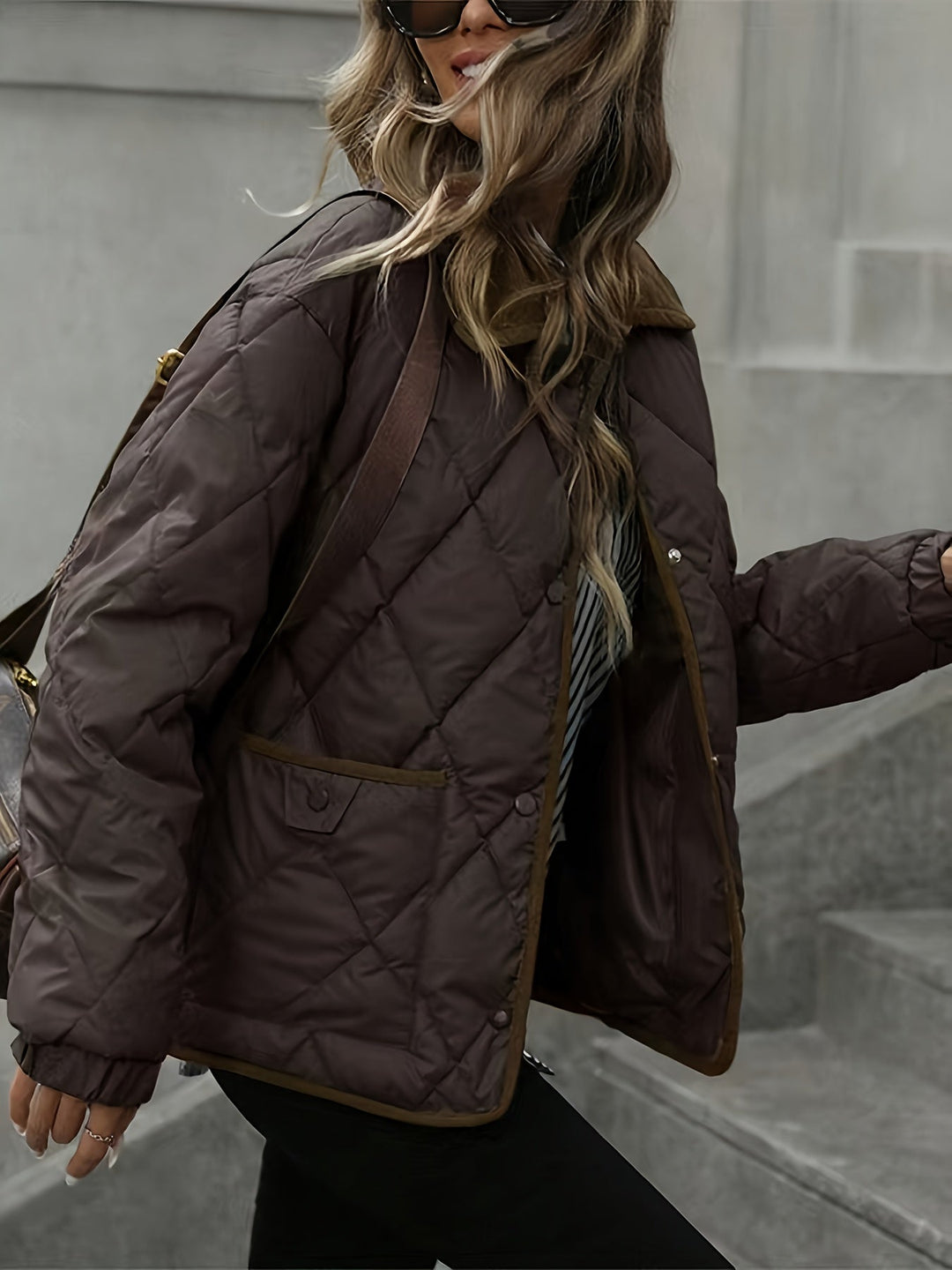 Diamond-Quilted Padded Jacket