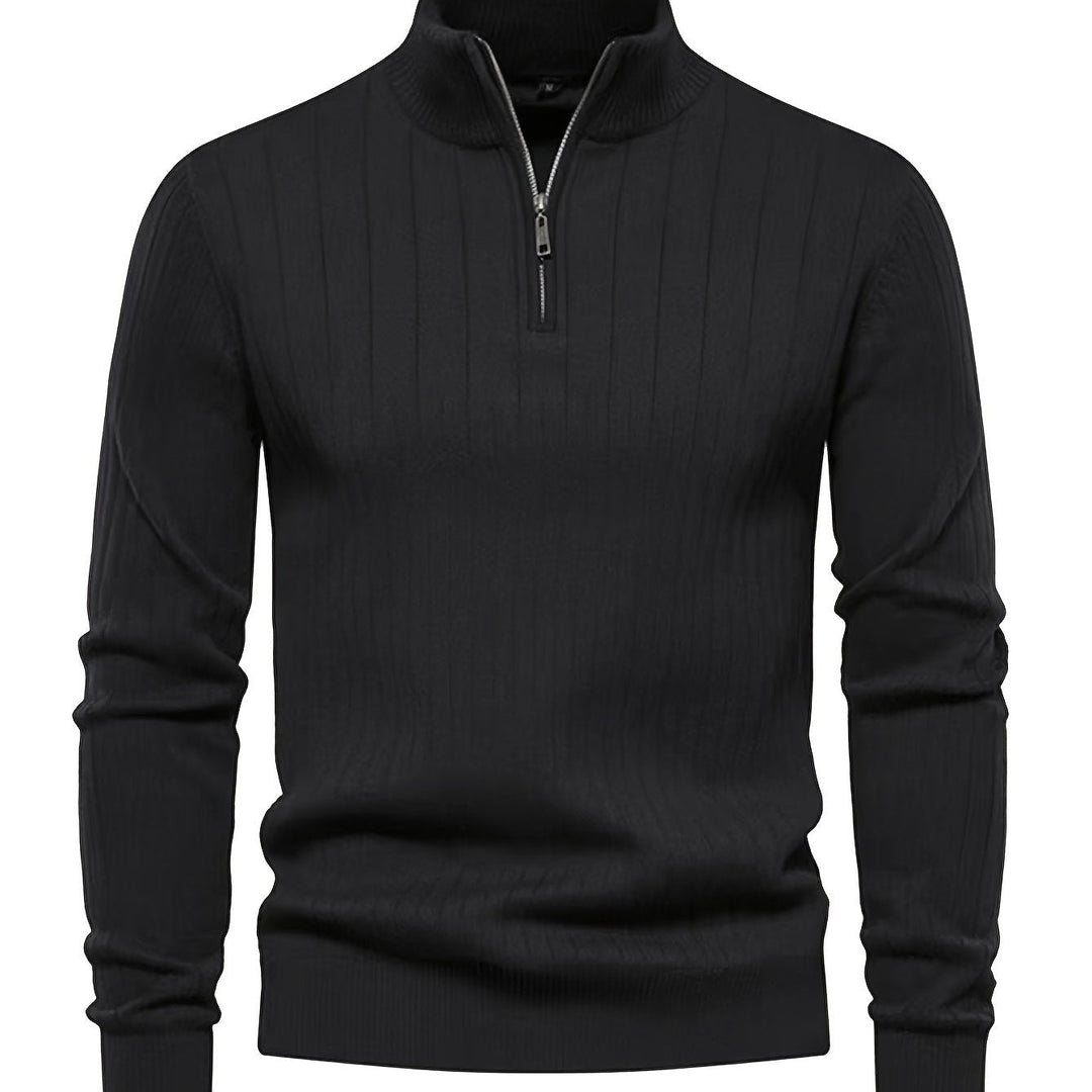 Quarter-Zip Stand Collar Sweater