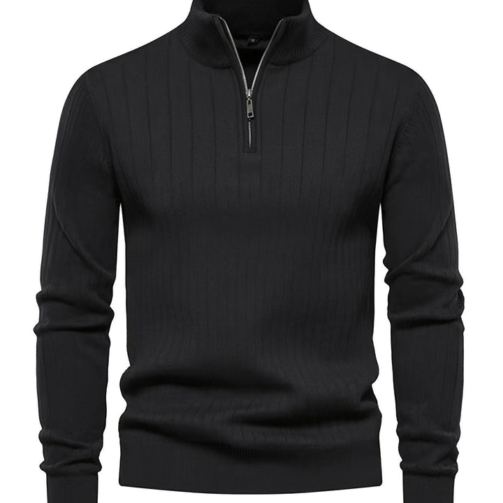Quarter-Zip Stand Collar Sweater