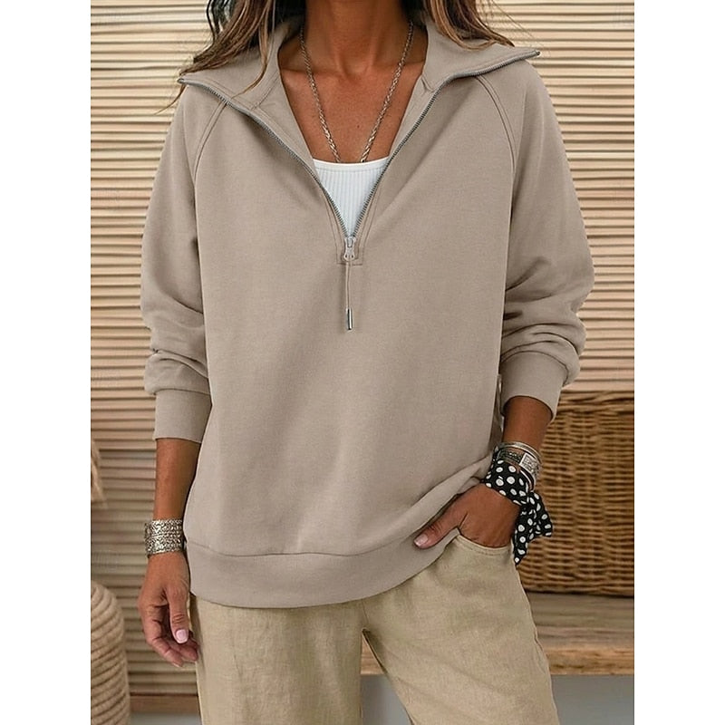 Quarter-Zip Lapel Sweatshirt