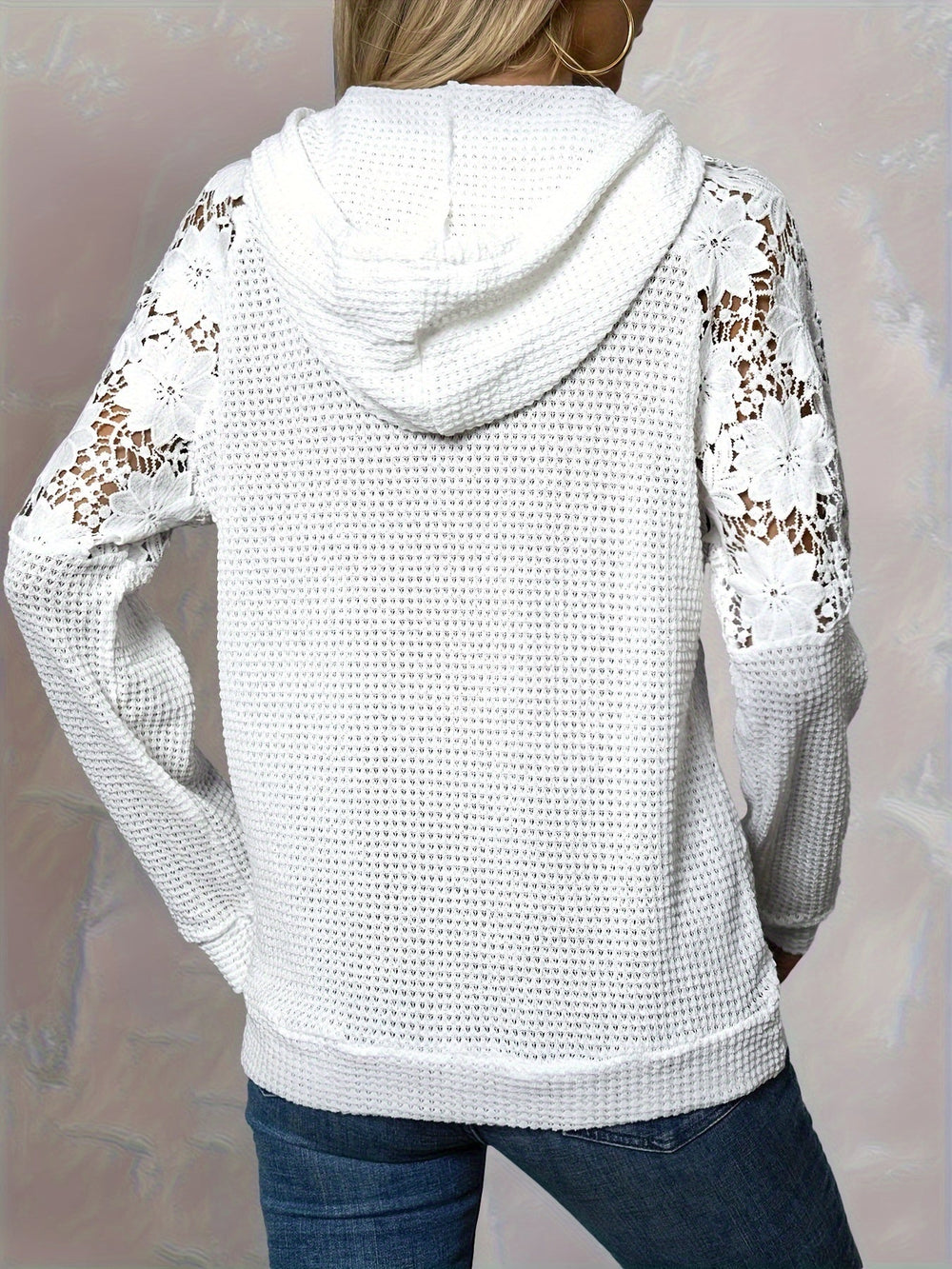 Floral-Trimmed Hooded Top