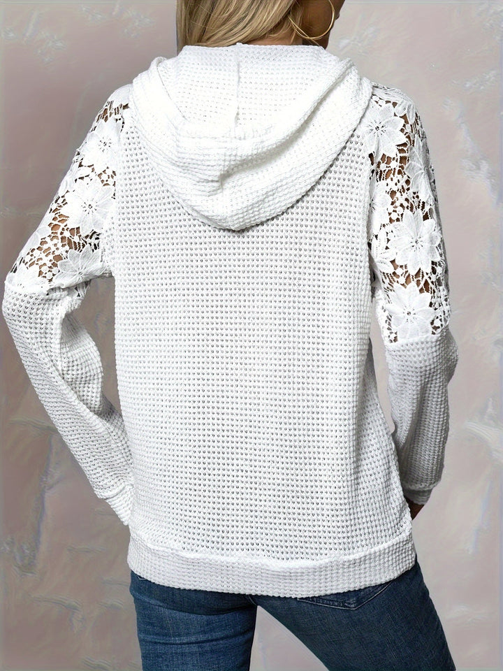Floral-Trimmed Hooded Top