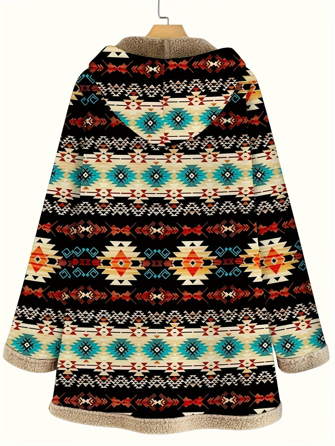 Cozy Patterned Hooded Coat