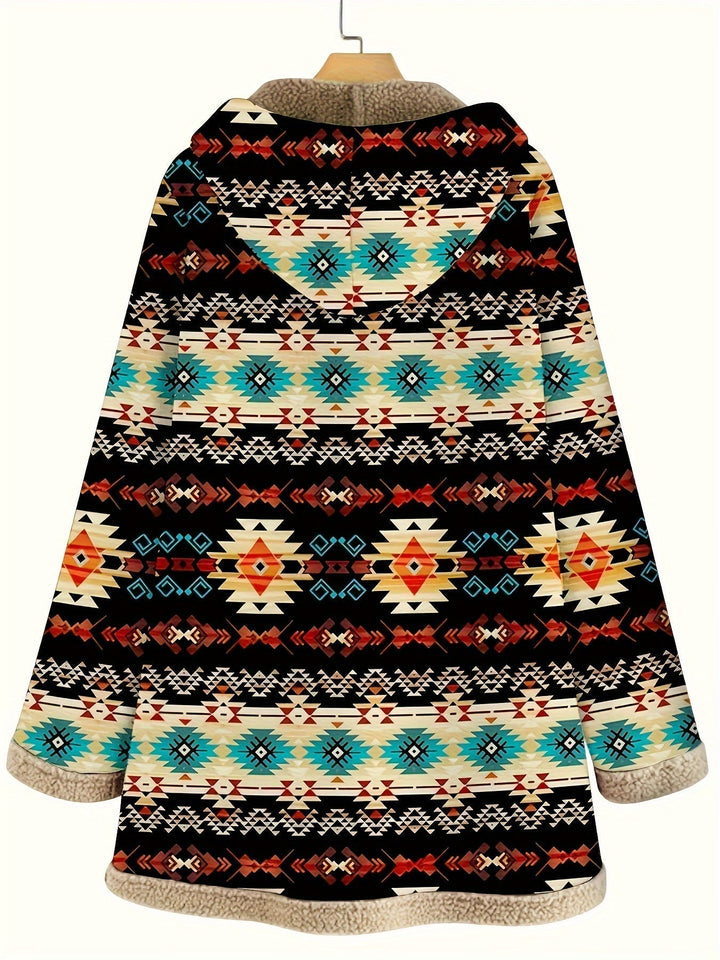 Cozy Patterned Hooded Coat