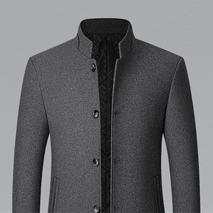 Refined Stand-Collar Overcoat