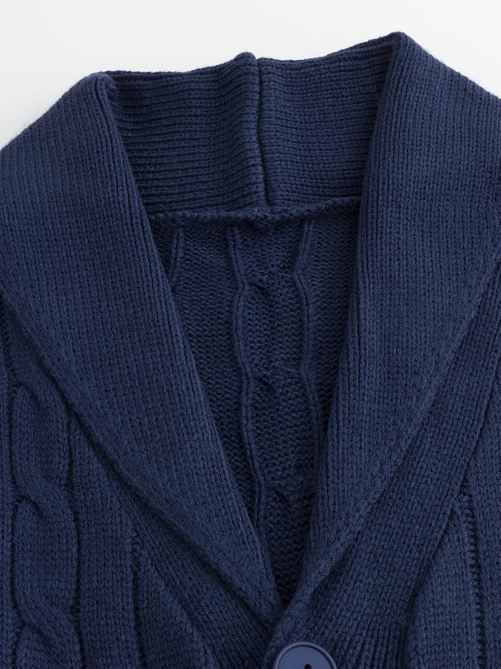 Shawl Collar Cable Knit Cardigan