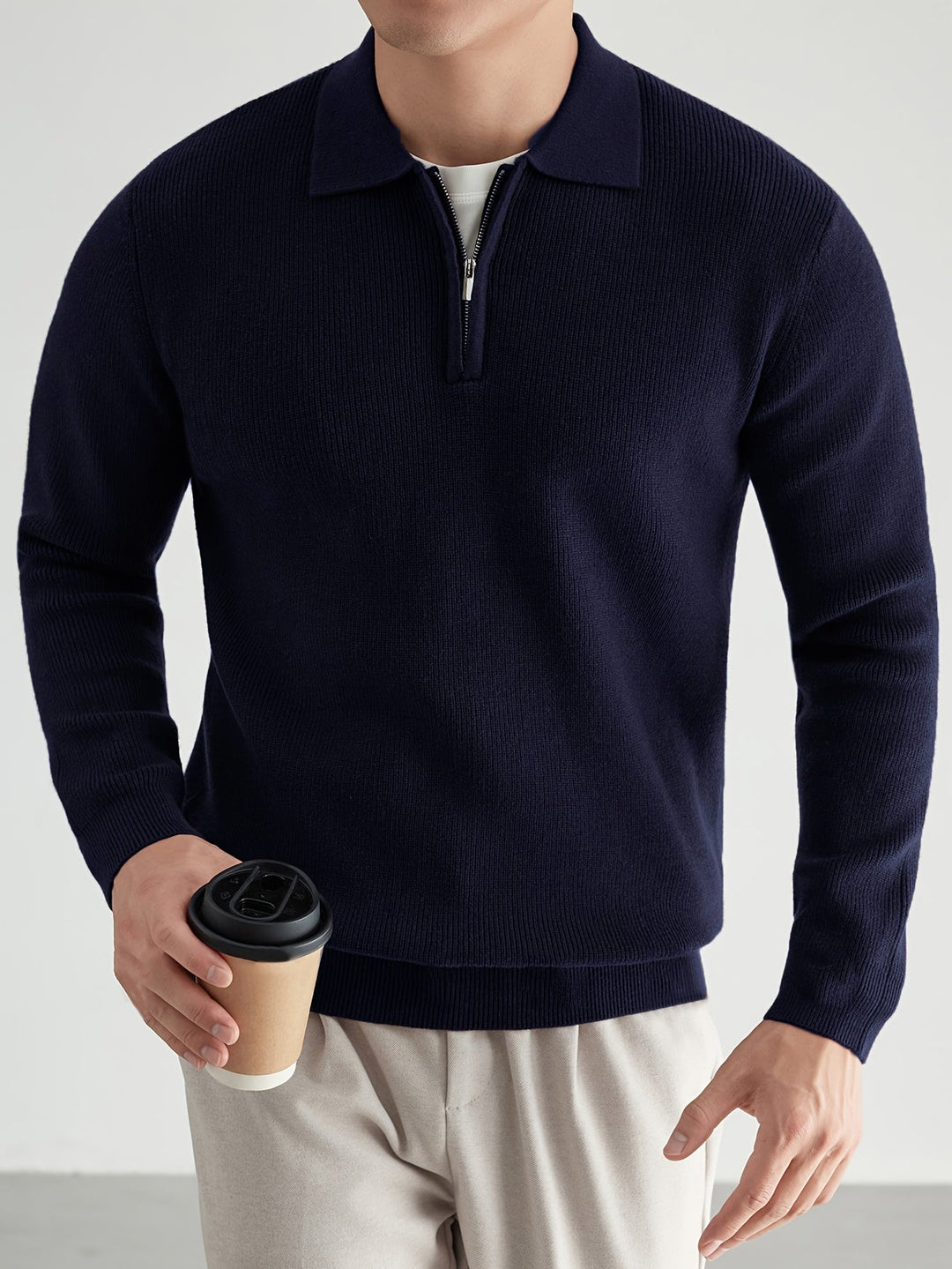 Refined Quarter-Zip Polo Sweater