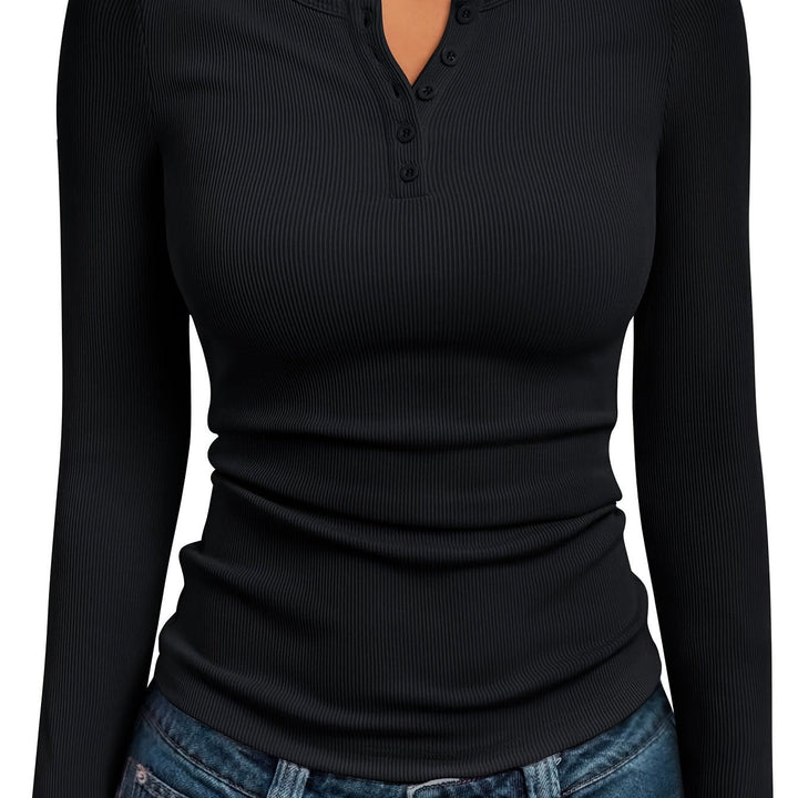 Fitted Button Henley Top