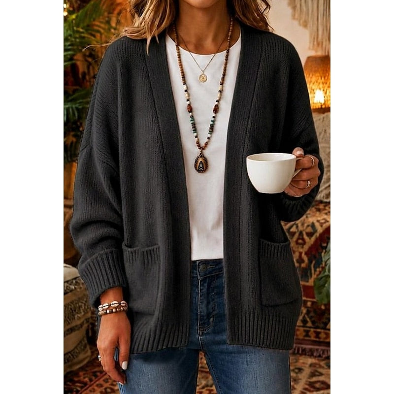 Relaxed Open-Front Cardigan