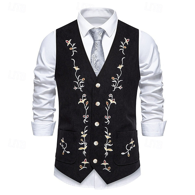 Embroidered Single-Breasted Vest