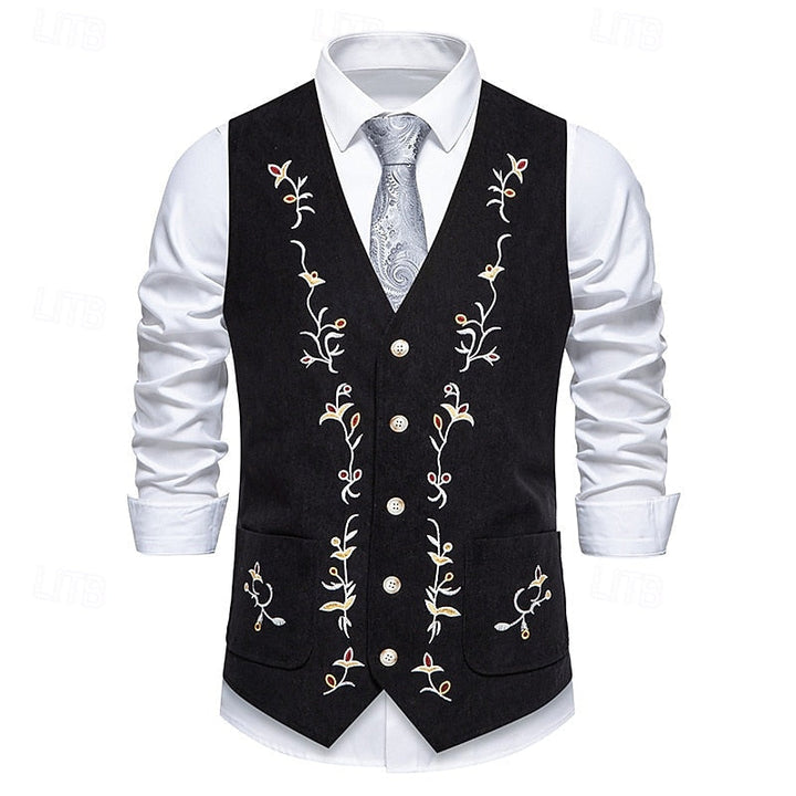 Embroidered Single-Breasted Vest