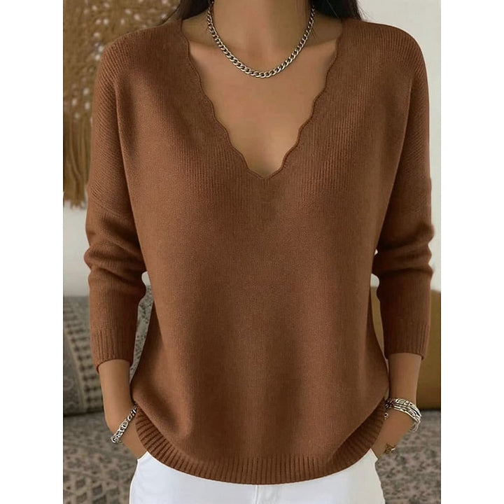 Scalloped V-Neck Halloween Sweater