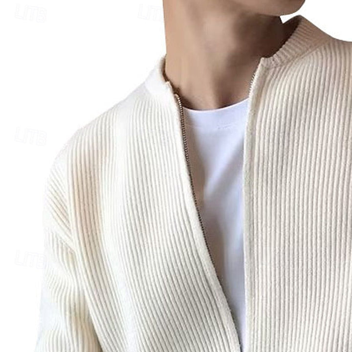 Ribbed Zip-Front Cardigan