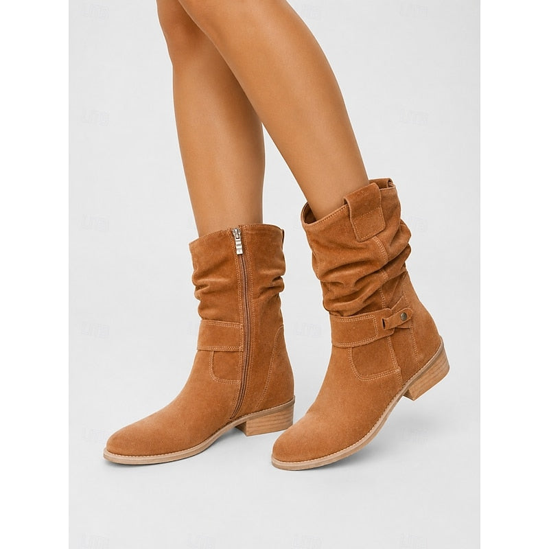 Slouchy Buckle Ankle Boots