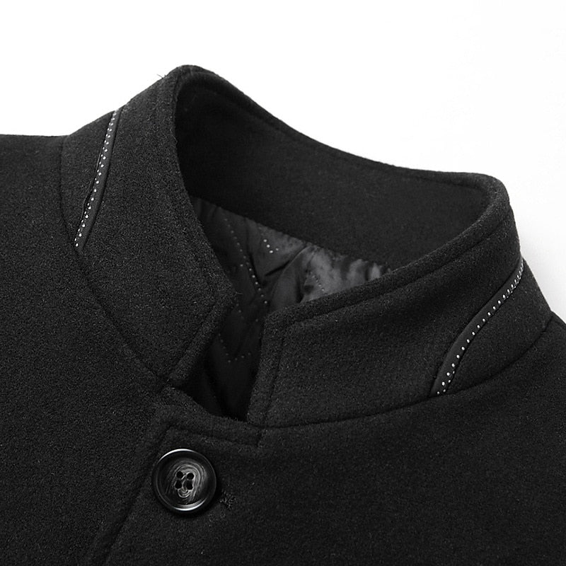 Refined Stand-Collar Overcoat
