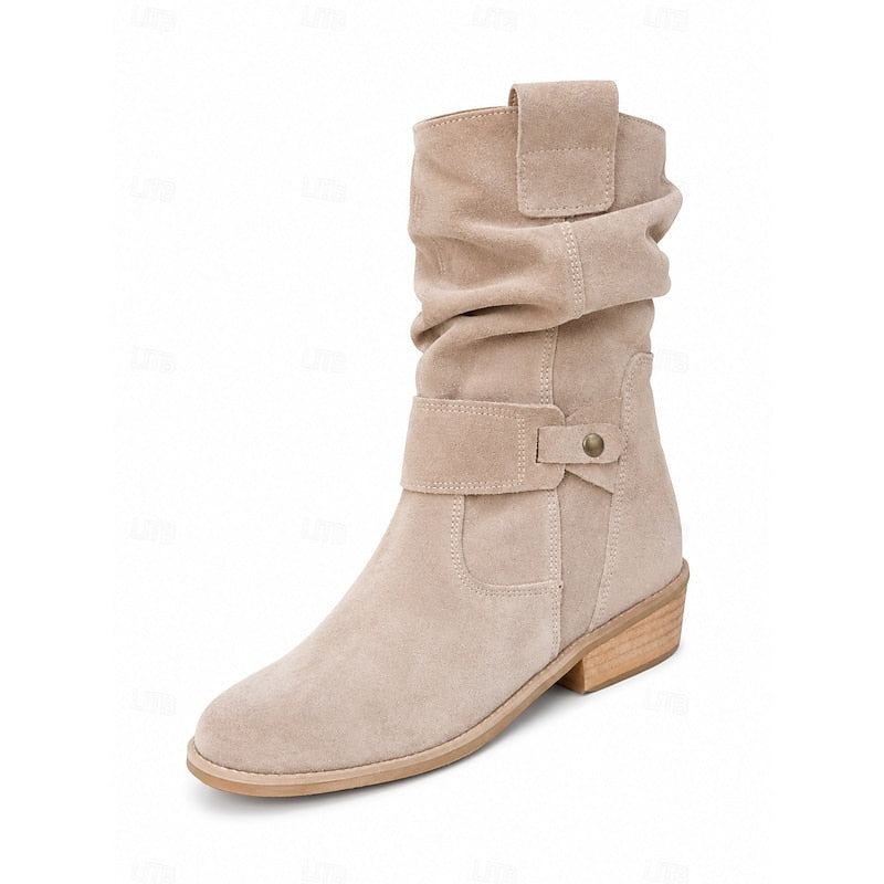 Slouchy Buckle Ankle Boots