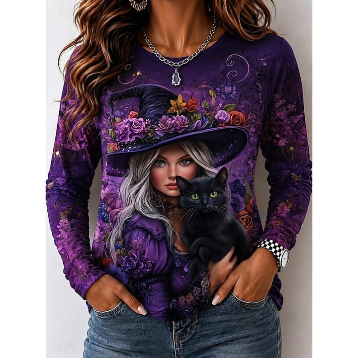 Halloween Witch Graphic Long Sleeve Top