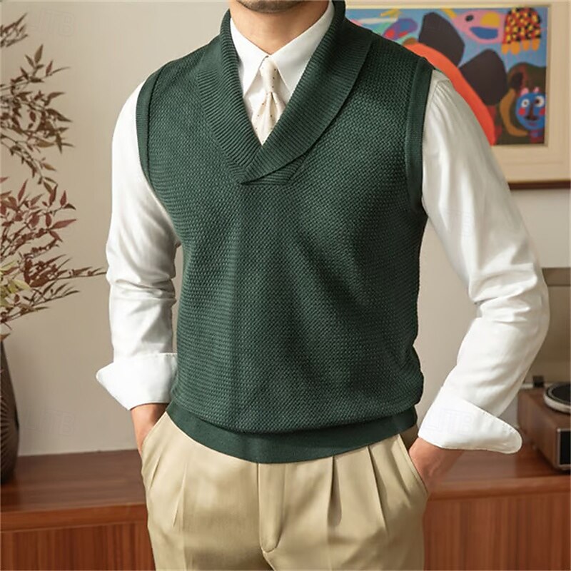 Shawl-Collar Knit Sweater Vest