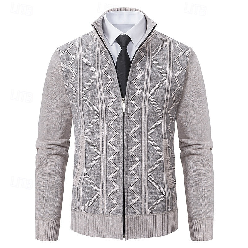 Textured Zip-Up Cardigan