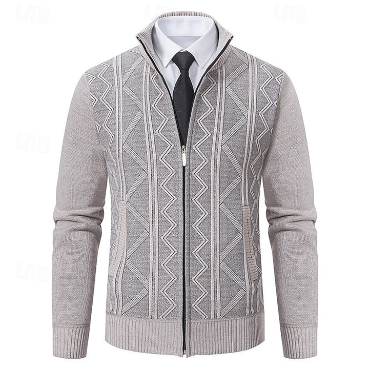 Textured Zip-Up Cardigan