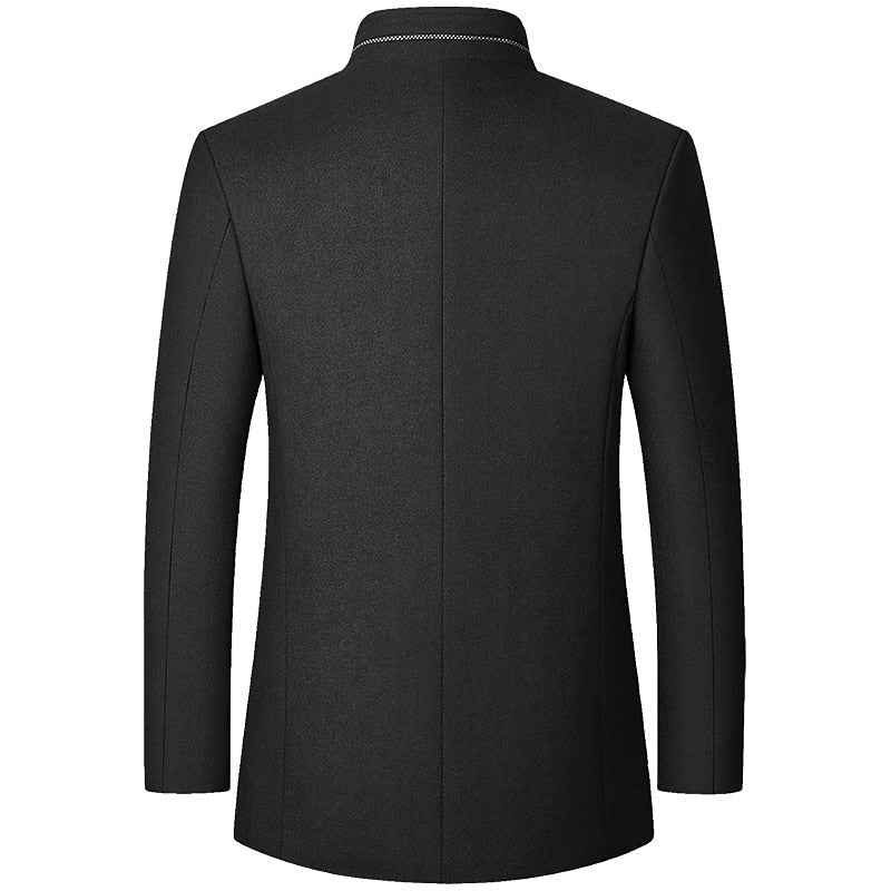 Refined Stand-Collar Overcoat