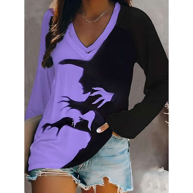 Halloween Graphic V-Neck Top