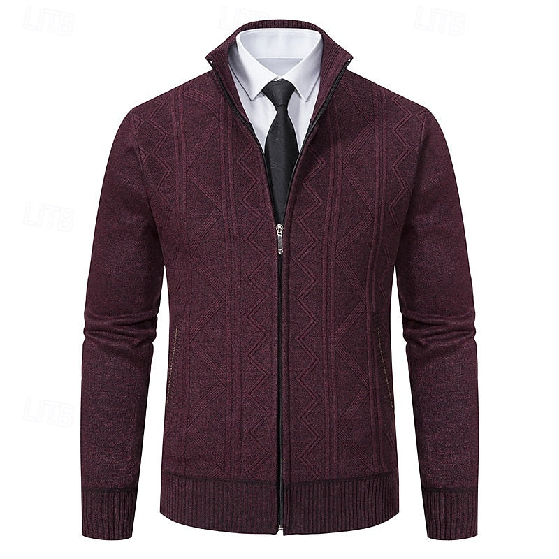 Textured Zip-Up Cardigan