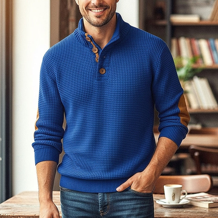 Stand Collar Button Sweater