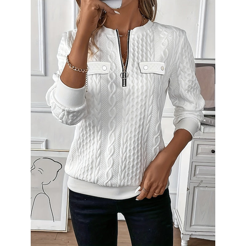 Cable-Textured Quarter-Zip Top