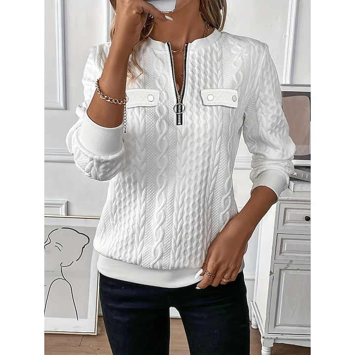 Cable-Textured Quarter-Zip Top