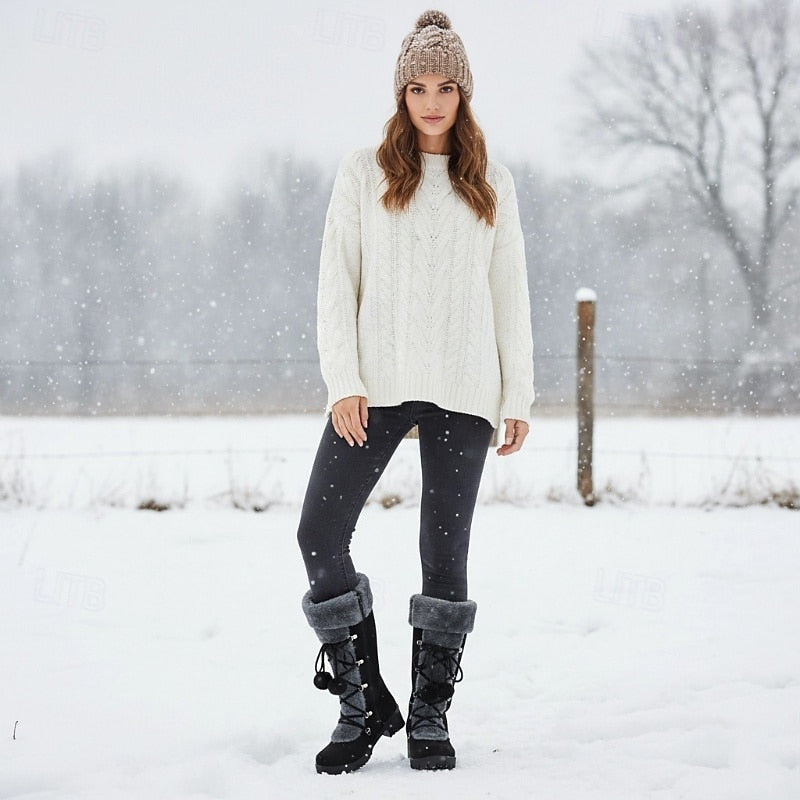 Lace-Up Winter Boots with Faux Fur