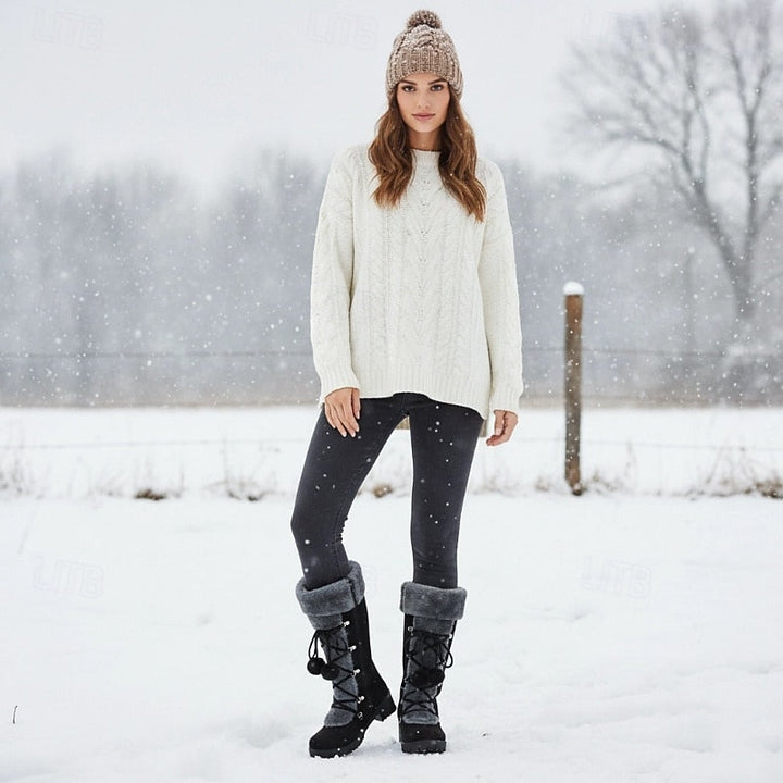 Lace-Up Winter Boots with Faux Fur