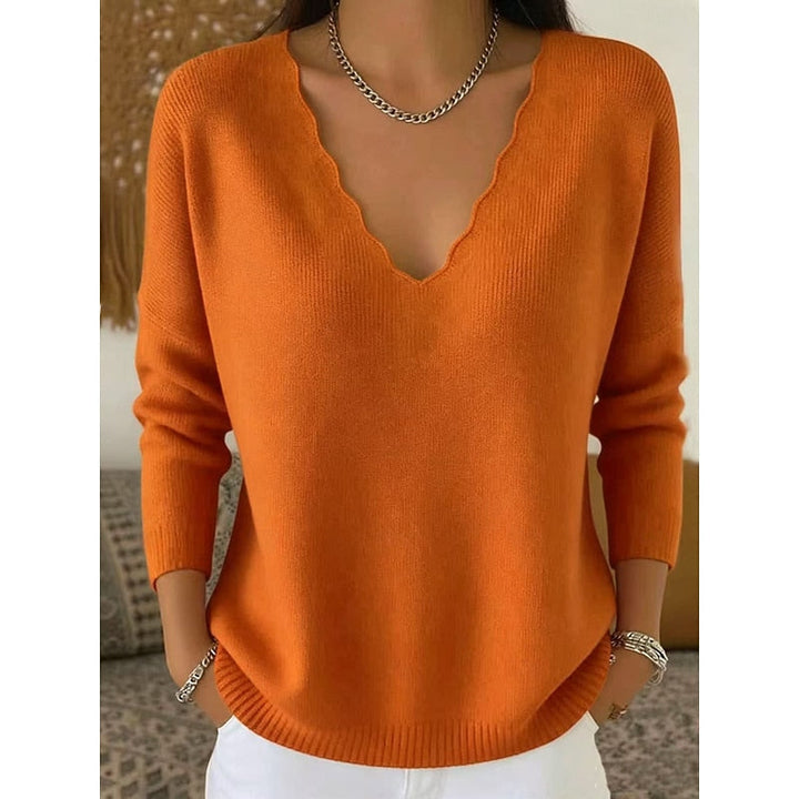 Scalloped V-Neck Halloween Sweater