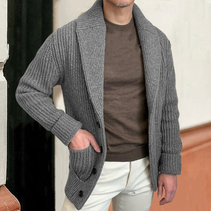 Shawl Collar Ribbed Cardigan