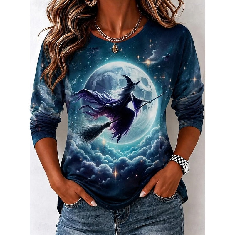 Halloween Witch Graphic Long Sleeve Top