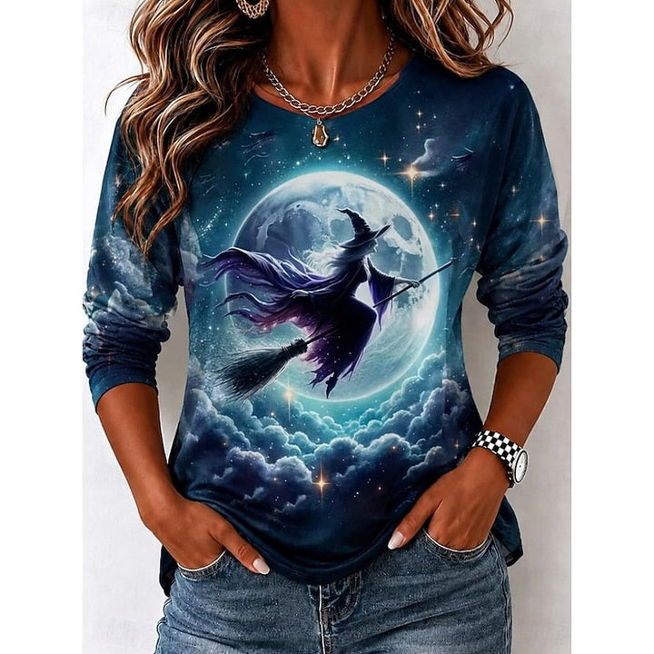 Halloween Witch Graphic Long Sleeve Top