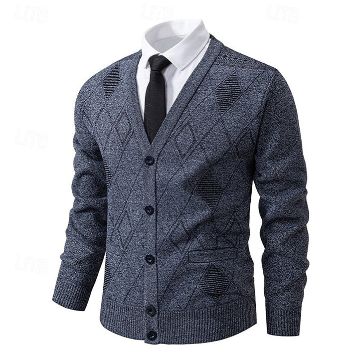 Refined Argyle Cardigan