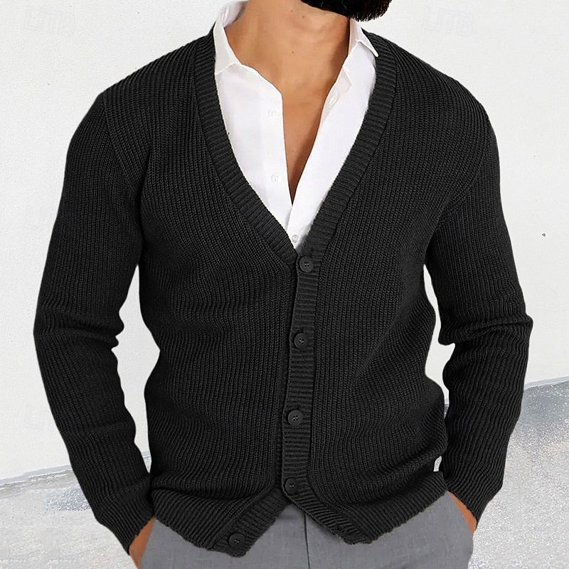 Classic V-Neck Button-Down Cardigan