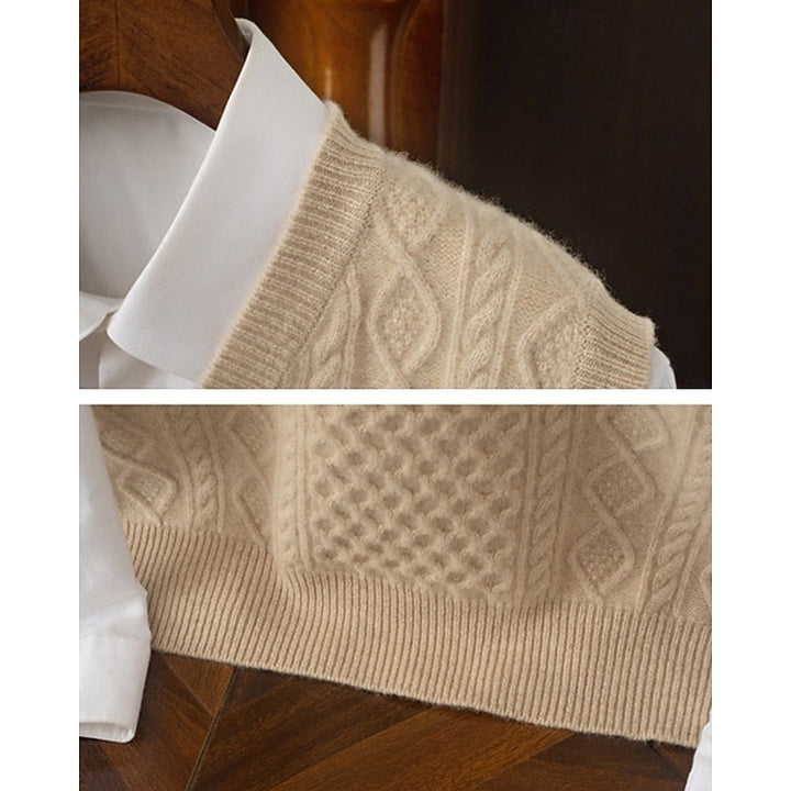 Cable-Textured V-Neck Sweater Vest